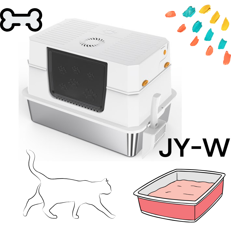Stainless Steel Cat Litter Box - Oversized Pet Toilet with Activated Carbon Pack & Shovel - JY-W