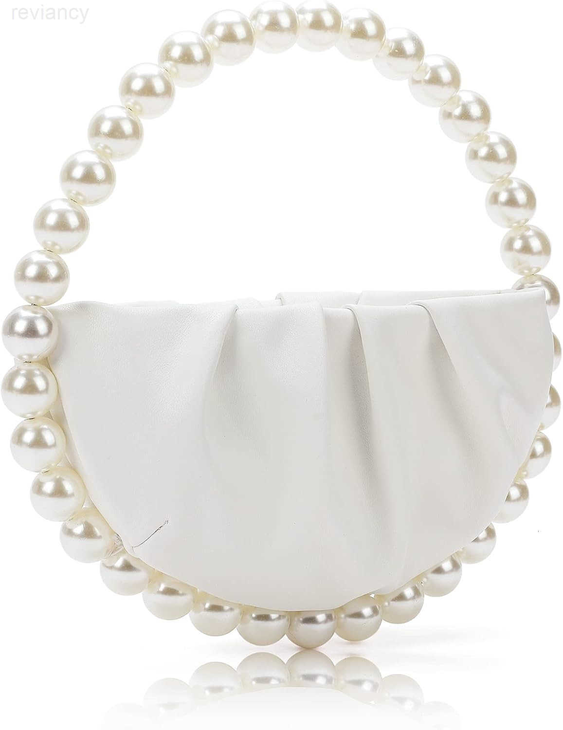 Pearl Soft Face Pleated Handbag Advanced Evening Bag Party Prom Bride Purse Phone Clutch PurseW250908