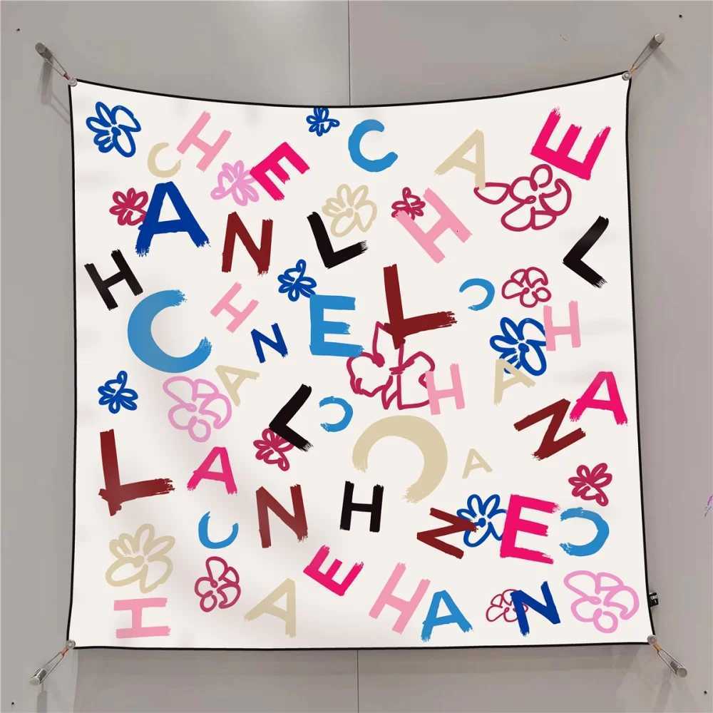 Designer Blanket New Design Letters Flowers Printed Twill Silk Scarf Square Scarves Lady Wraps Kerchief Woman Neck Shawl Wraps Echarpes 90CM Y250908a