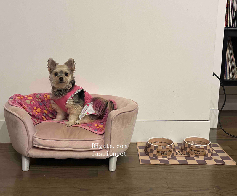 Designer Bowl And Placemat, Pet Food Water Bowls Melamine Non-Slip Skid Proof Heavy Duty For Small Medium Large Dogs Cats Puppies, Style, Brown, J14 D