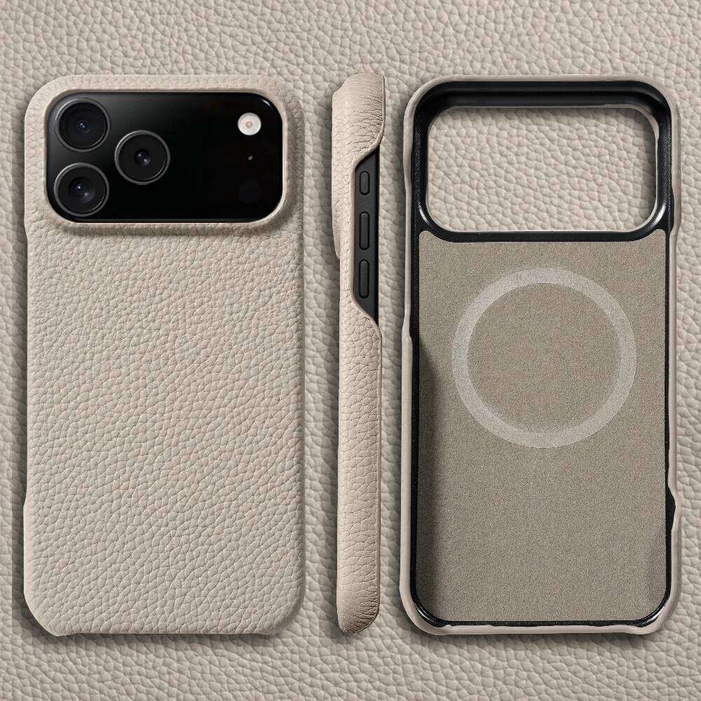 Magsafe Case for iPhone 17 Air 15 16 Pro Max 17Pro Lychee Natural Cowhide Leather Magnetic Protector Phone Back Cover