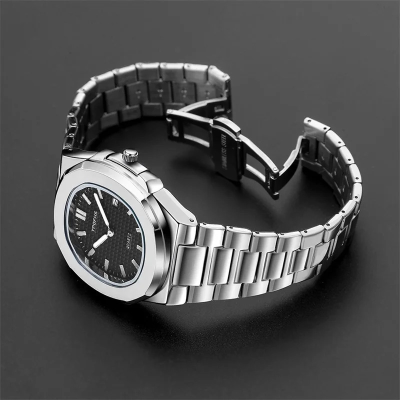 Watch Business Waterproof Male Clock Luminous Date Stainless Steel Square Quartz Watch Men Watch reloj hombre 250908