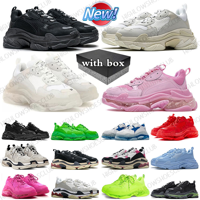 With Box triple s designer sneakers casual shoes for men women Black White Pink Red mens trainers sports runners