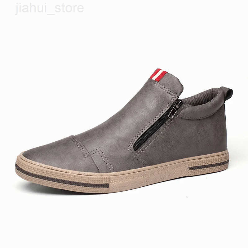 Slip on Mens Chelsea Boots Spring Fashion HighTop Sneaker Shoes British Allmatch Casual Leather Shoes WearResistant Shoe M250908