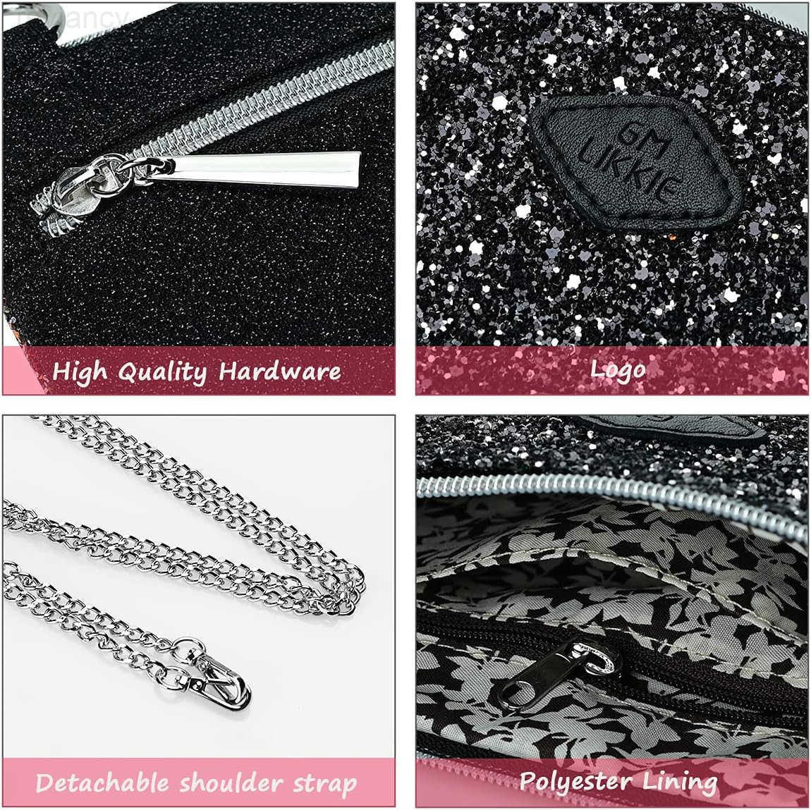 Crossbody Clutch Purse for Women Glitter Evening Bag Sequin Wedding Handbag for PartyW250908