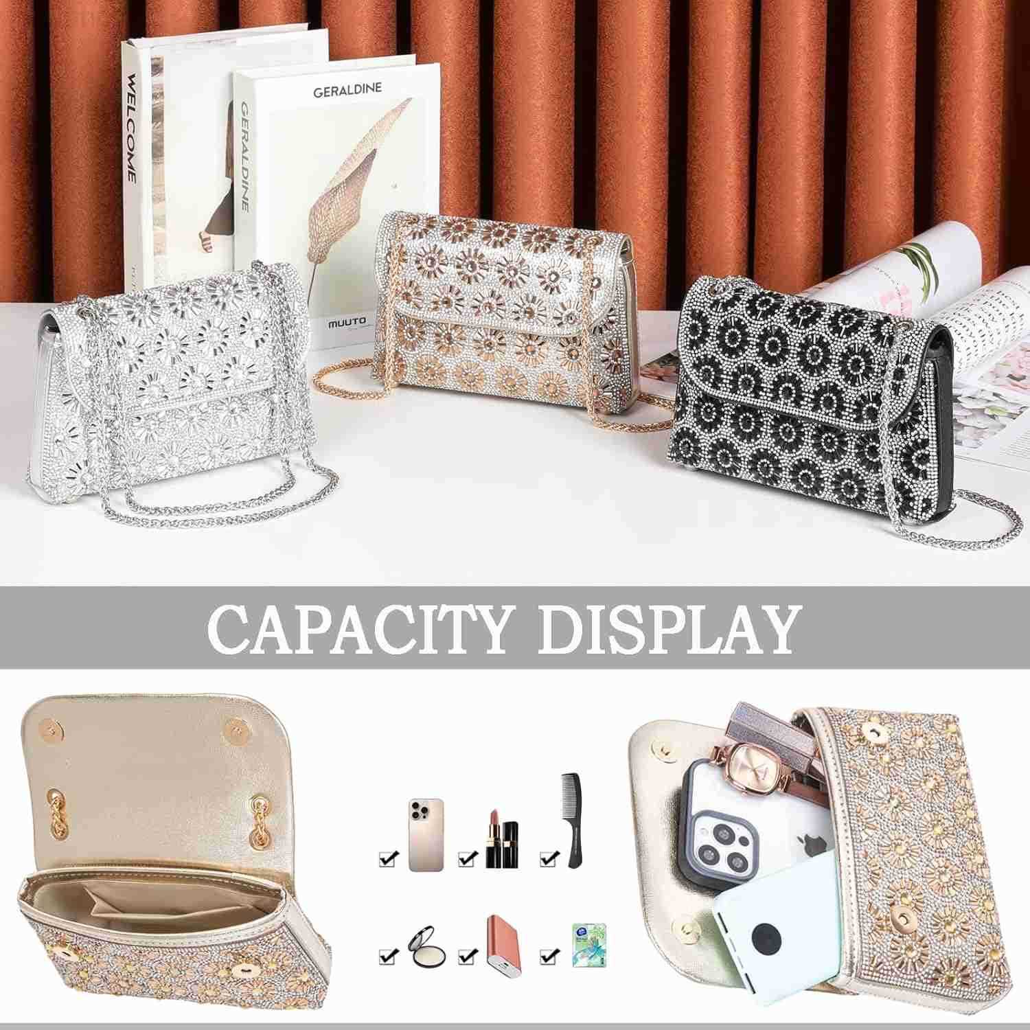 Shoulder Bags Crossbody Bag Purses Handbags Crystals Rhinestone Evening Bag for Women Clutch Purse with ChainW250908