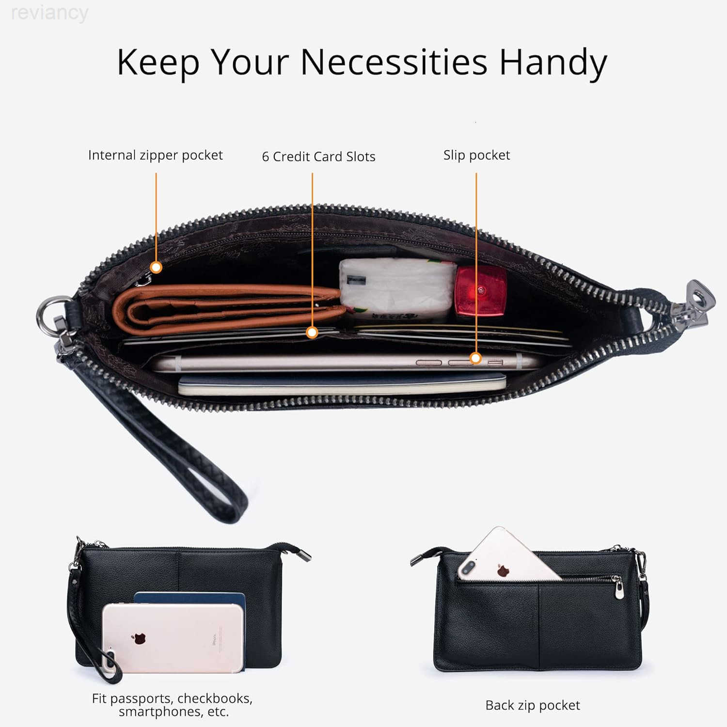 Leather Wristlet Purses for Women Envelope Clutch Wallet Small Crossbody Bags for Dressy EveningW250908