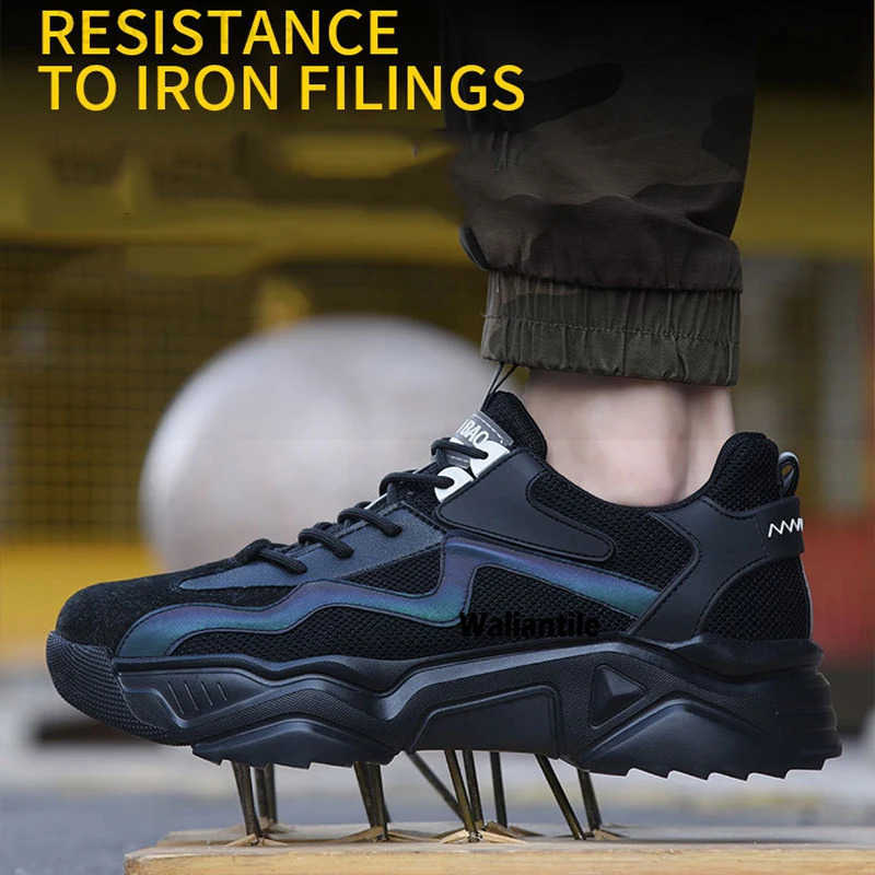 Waliantile Safety Shoes For Men Breathable Protective Working Boots Comfort Antismashing Steel Toe Indestructible Sneakers Male M250908