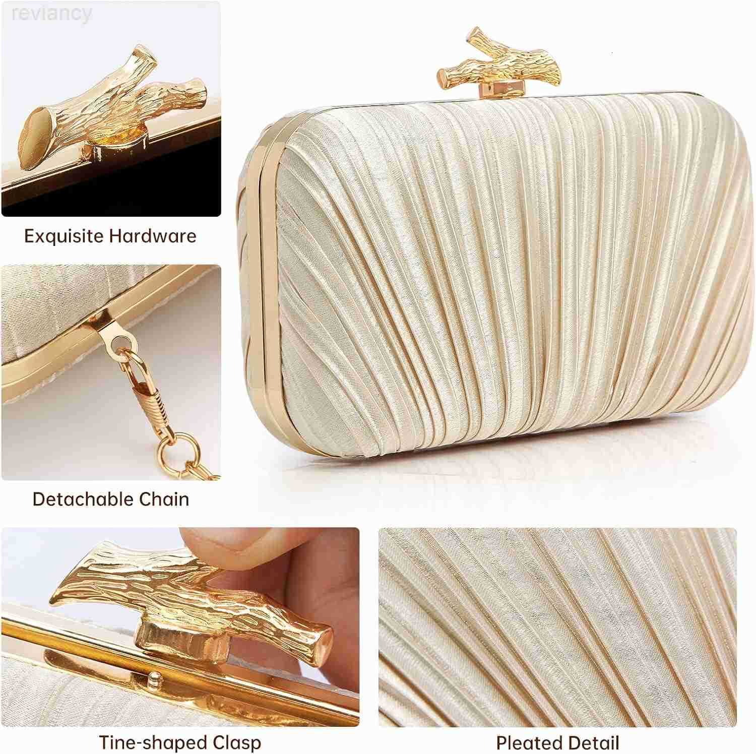 Purses for Women Evening Bag Handbags Formal Pleated Clutch Bag with Chain for Prom Wedding Party Blacktie affairsW250908