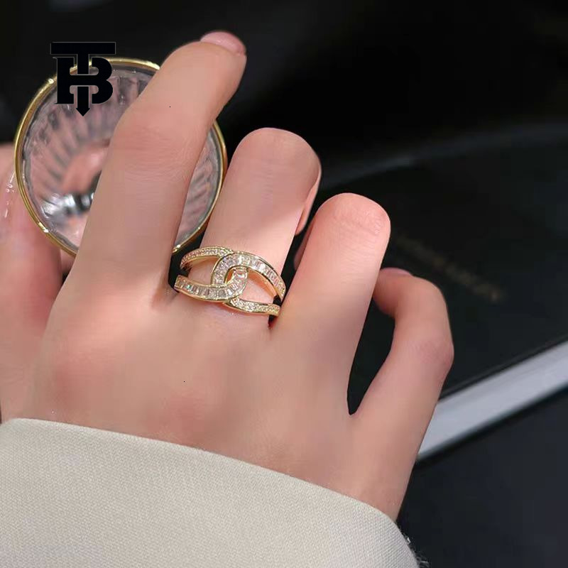 TB BHULAMTE Designer Luxurious Unique Niche Irregular Geometric U-shaped Surround Ring Fashion High-end Elegant Women's Fashion Jewelry Trendy Ac