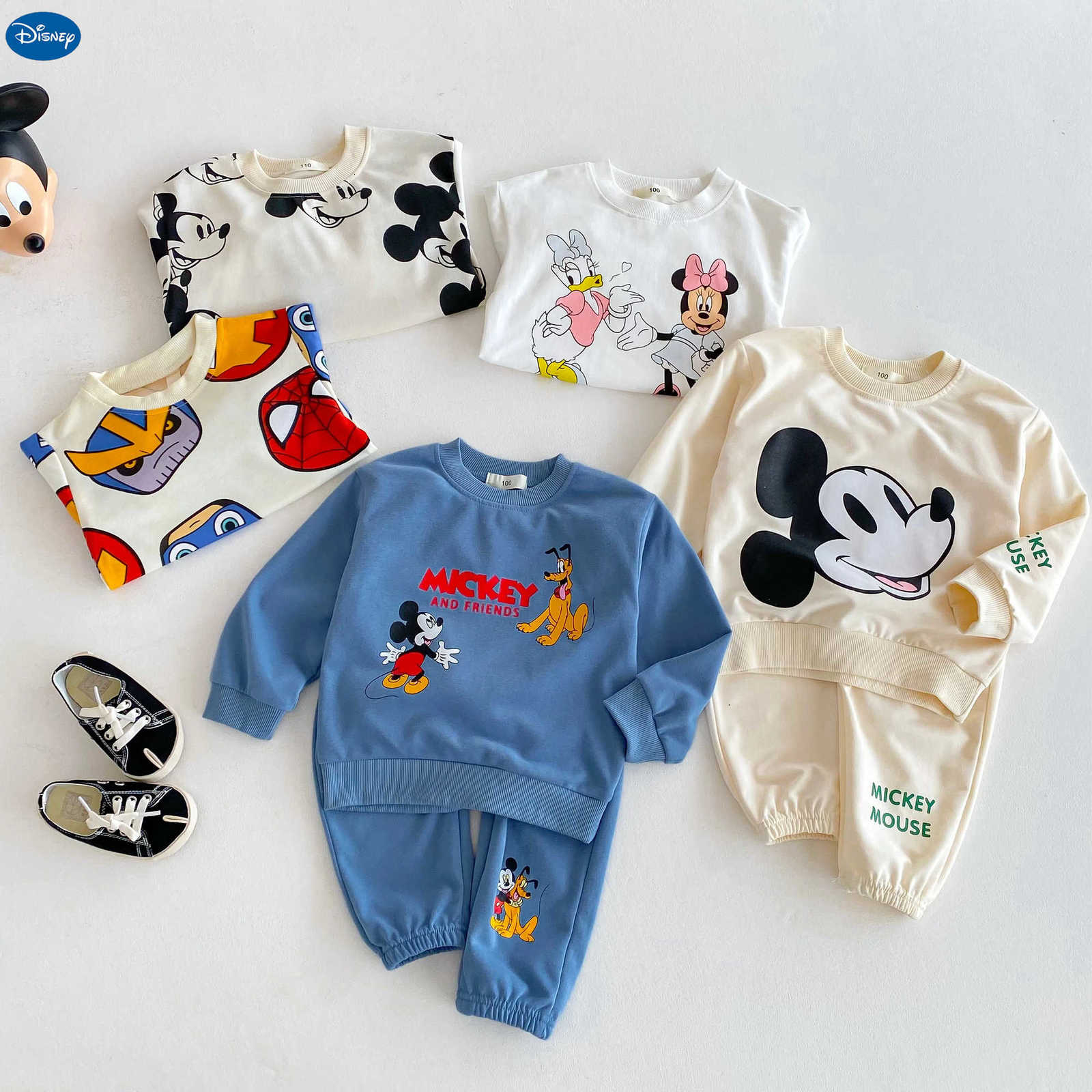 Disney Children Clothes Boys And Girls Cartoon Tracksuit Spring Autumn Kids Clothing Long Sleeved Sweatshirt Sweatpants 2pcset H250908