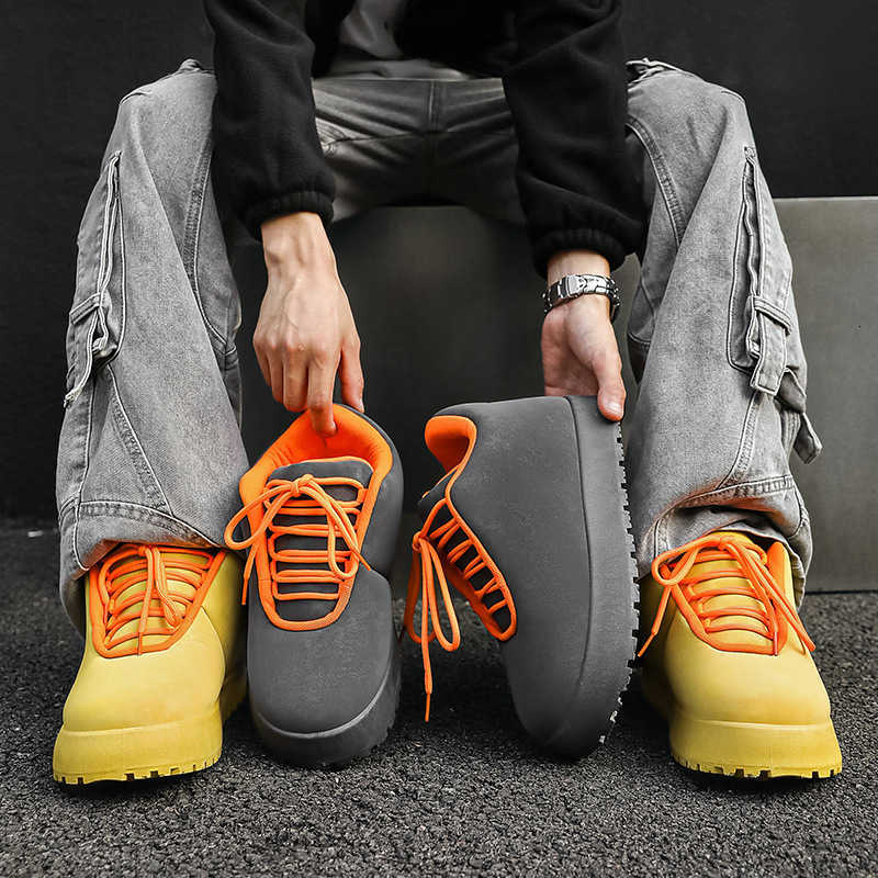 Chunky Sneaker Men Designer Winter Warm Boots Fashion Casual Microfiber Leather Upper Height Increased Flat Platform Board Shoes M250908