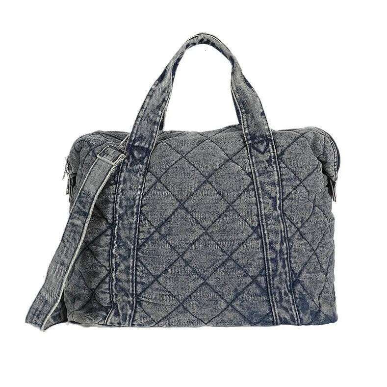 Large Capacity Tote Bags For Women Designer Handbags And Purses 2025 New In Denim Cloth Embroidery Rhombus Chain Shoulder