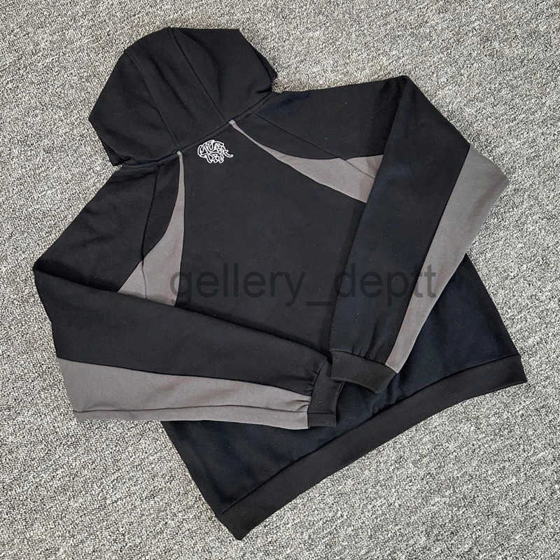 25SS New Unisex Mertra Hoodie Fashion Retro Splice Contrast Color Sweatshirt Letter Embroidery Men Women Pullover Tops J250908