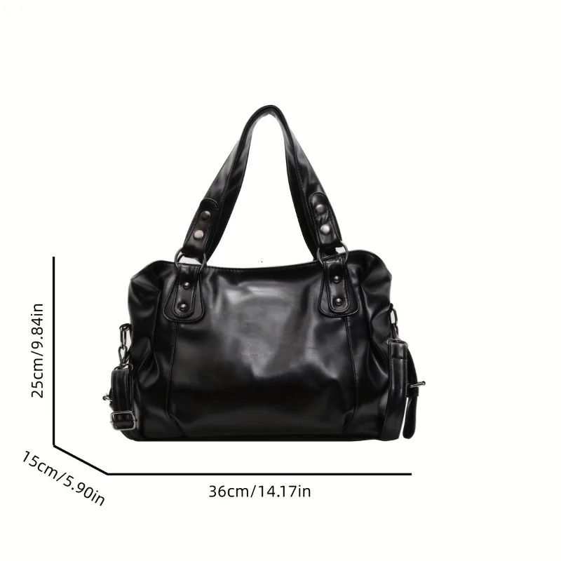 Large Capacity Vintage Leather Handbag with Zipper Closure Crossbody Tote Bags Fashion Versatile Suitable for Commuting Use 250906