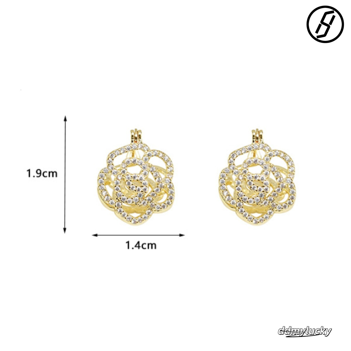 Double-Sided French Camellia Zircon High-End Craft Design Pearl Flowers Floral Earrings Designer Women Original Jewelry