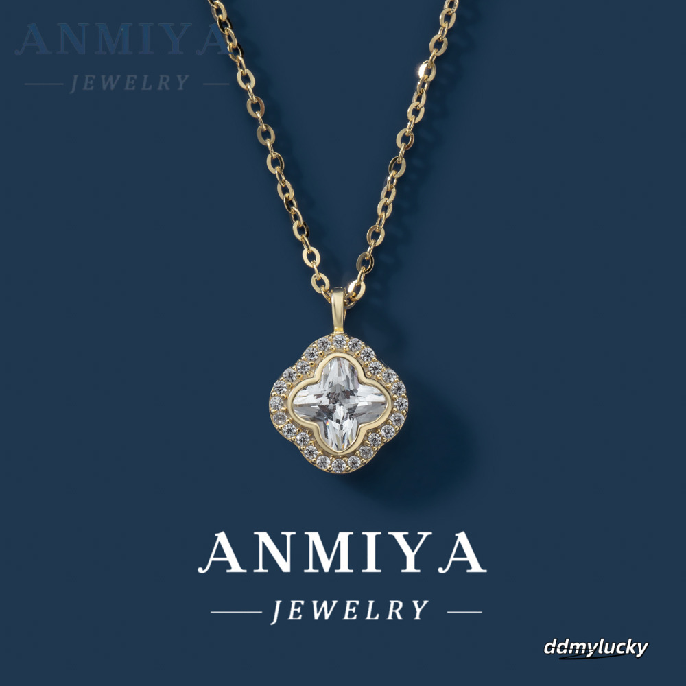 Sterling Sier Clover Pendant Women Square Zircon Link Chain Necklace For Parties Gifts ddmyLucky ddmyLucky