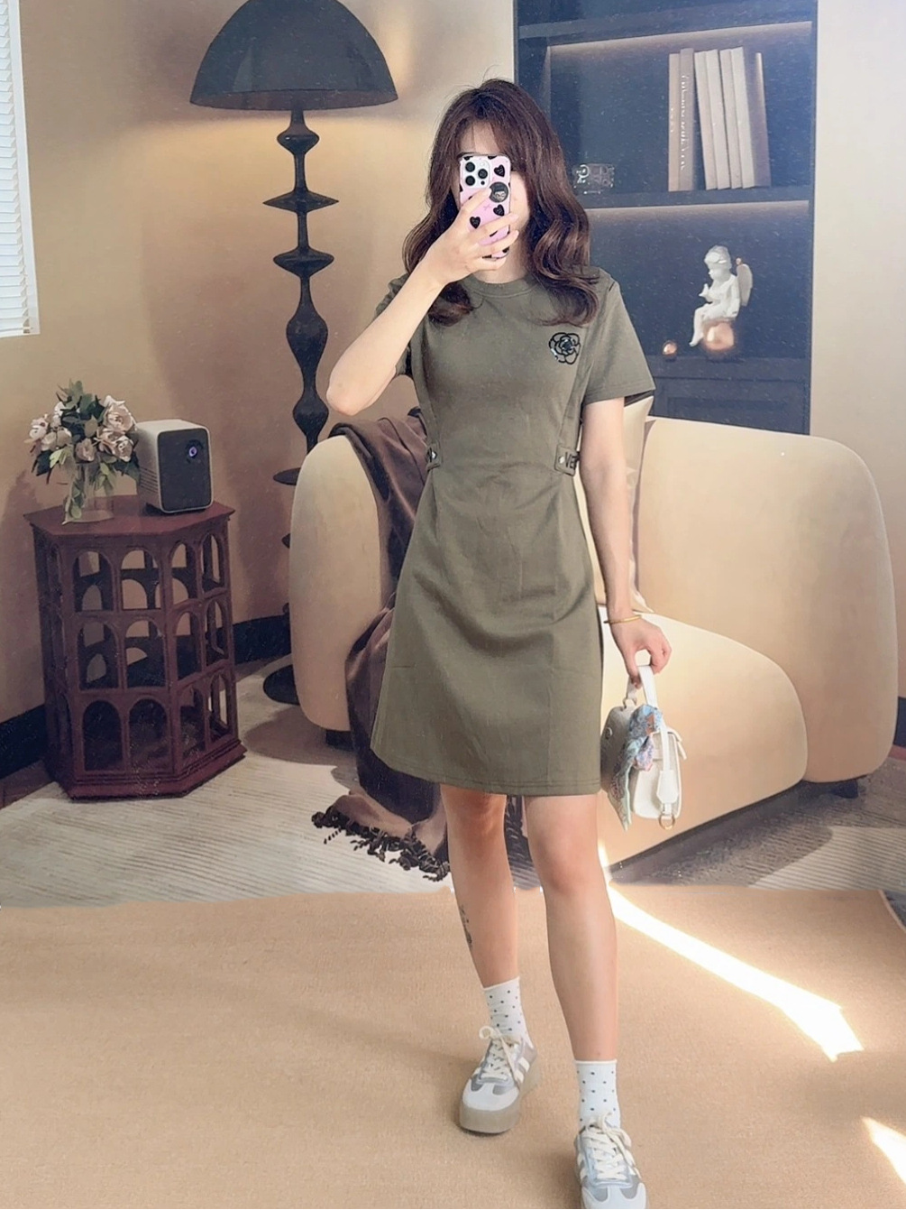 D92Dress is simple and elegant, high-end temperament, medium-length waist A-line women's dress