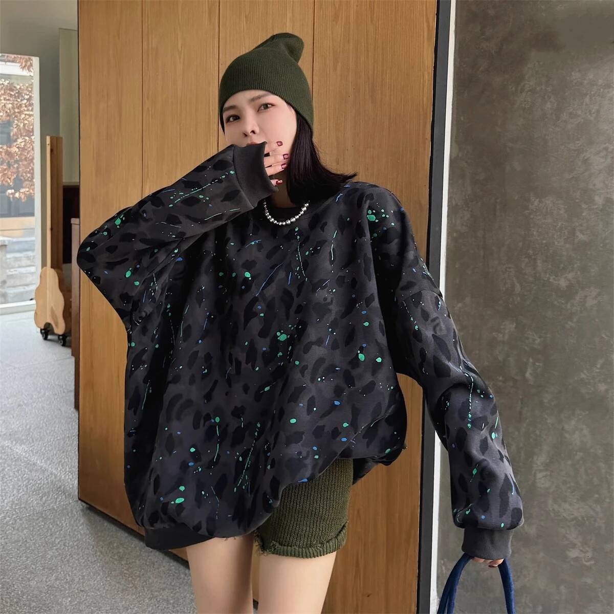 design 2025 leopard print street personality plus size sportswear YK French fashion warm pullover autumn and winter new trend designer clothing