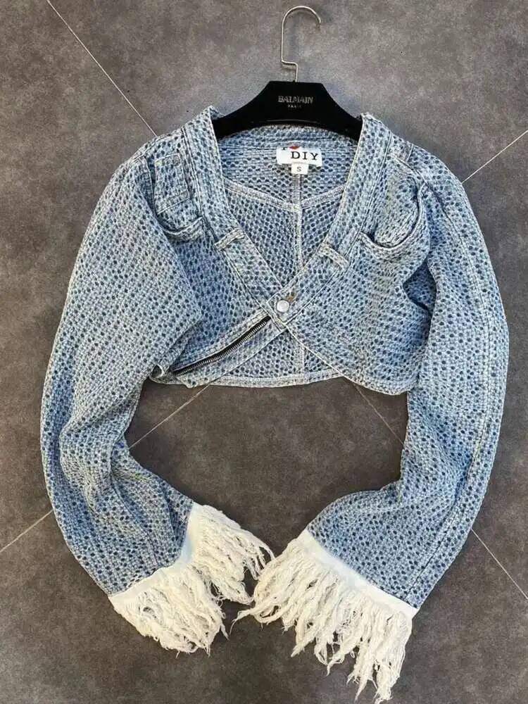 design 2025 Spring New Trendy Product Long Sleeve Single Button Denim Short Jacket High Waist Full Jeans Two Piece Set Women's Autumn/Winter New 