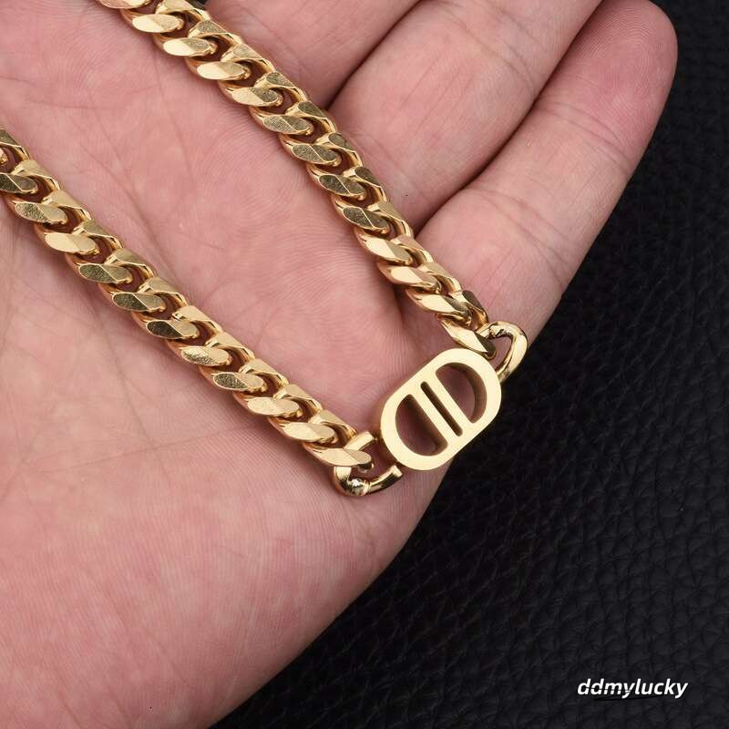 Stainless Jewelry Titanium Steel Double D Clavicle Chain Gold Necklace Unisex Couple Niche Bracelet Bangle ddmyLucky ddmyLucky ddmyLucky