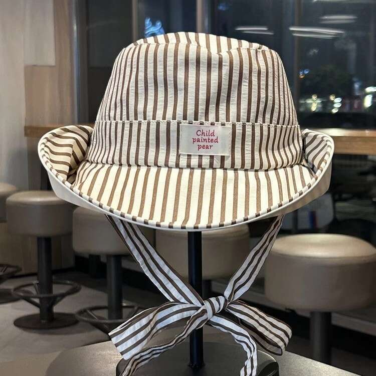 DHpet_wholesale Korean - style Ins - inspired Fresh Striped Large - brim Sun - protection Fisherman Hats for Women: Two - way Wearing & Wind - resista