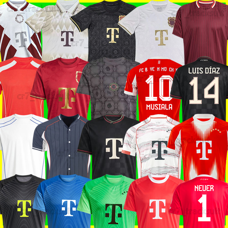 XXXL 4XL 2025 26 Soccer Jerseys FC BaYerns MunIchS MUSIALA KANE LUIS DIAZ Football Shirts COMAN OLISE Goalkeeper NEUER Fans Player Version Men Uniform Kids Kits Sets