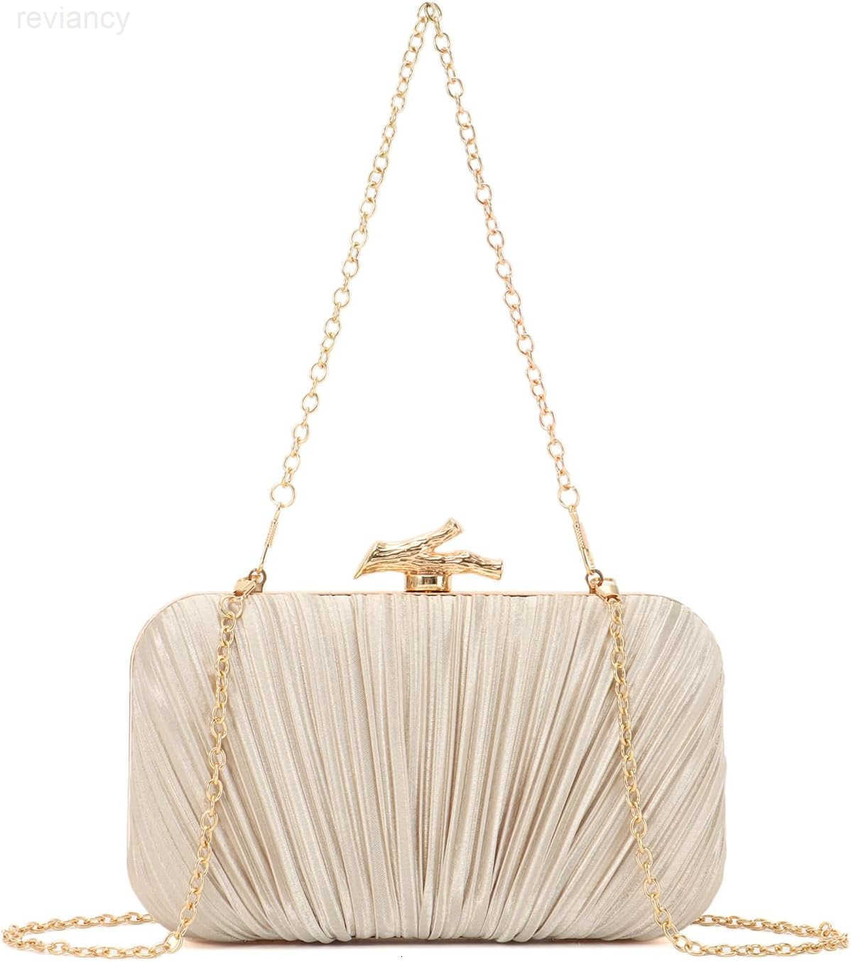 Clutch Purses for Women Evening Bag Pleated Clutch Bag with Chain for Wedding PartyW250908