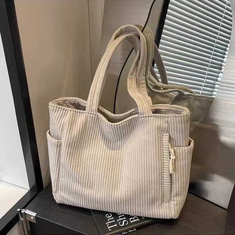 Corduroy Daily Handbag Fashionable Versatile Shoulder Bag for Women MultiCompartment Zipper Closure Commute Womens Tote Bag R250908
