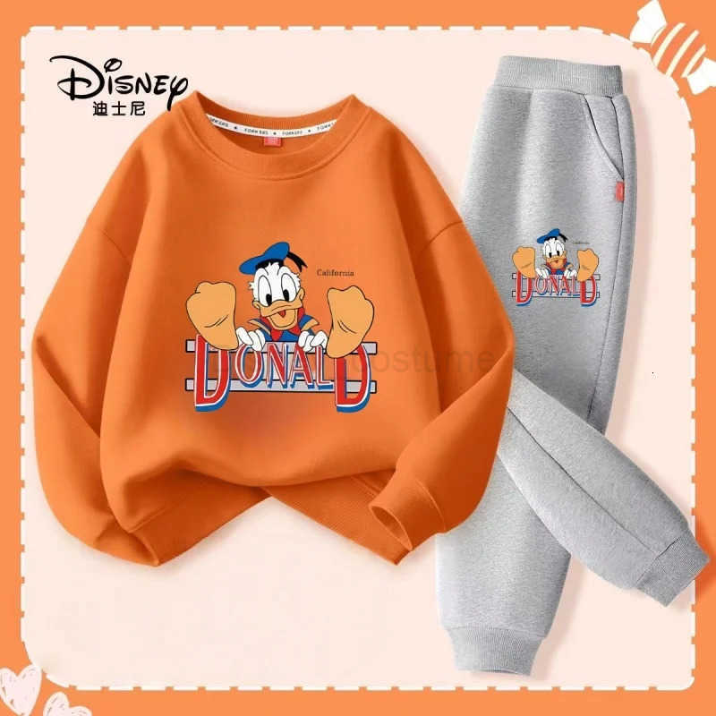 Disney Autumn Baby Girl Boy Clothes Set Children Donald Duck Printing Sweatshirt Top and Pants Bottom 2Pcs Suit Cotton Tracksuit H250908