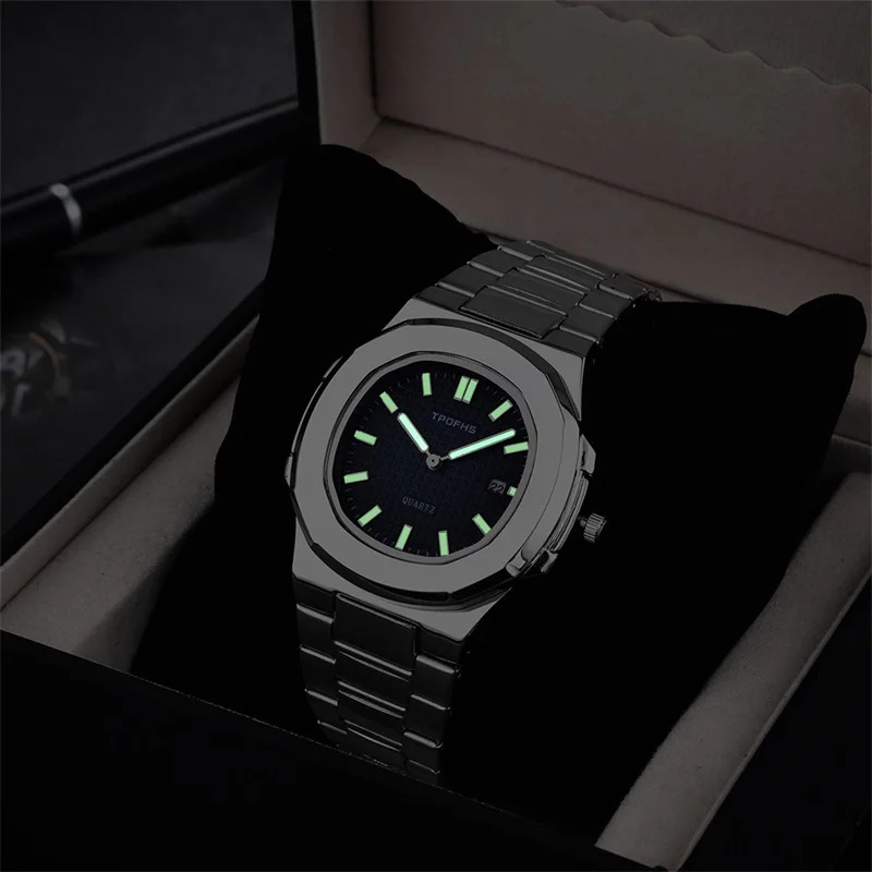 Watch Business Waterproof Male Clock Luminous Date Stainless Steel Square Quartz Watch Men Watch reloj hombre 250908