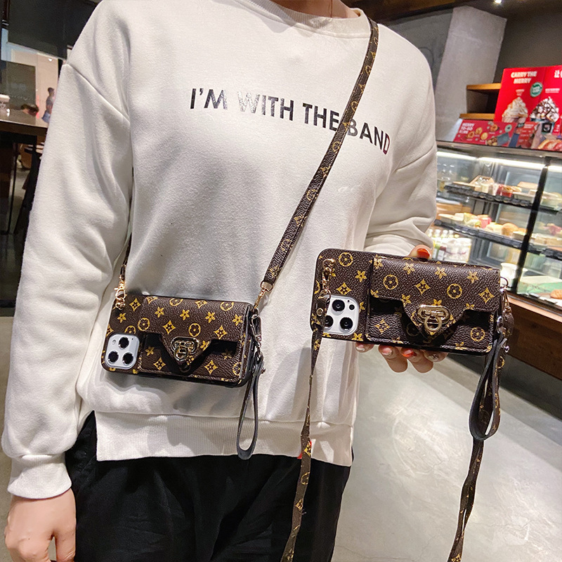 Apple 16 Pro Max Phone Case Compatible with iPhone 15 Small Pattern 14 Plus Lock Buckle 13 Coin Purse Strap ddmythur