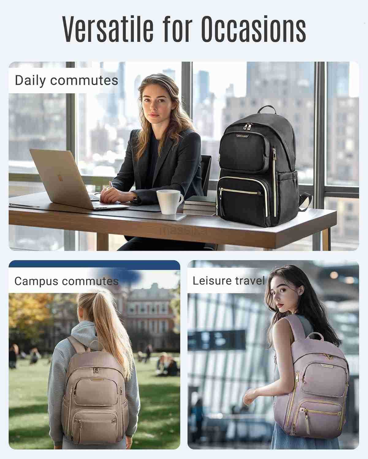 Womens Laptop Backpack Fit for 156 Inch for Travel Work Business College Large Capacity Stylish Bookbag with USB Port and WaterResistant for Daily M25