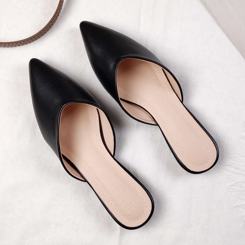 32-42 Small Size Summer Pointed Toe Flat Mules for Women Slip-On Lazy Plus Shoes