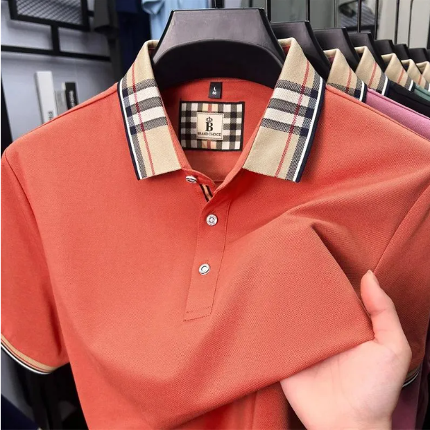 Men's polo Luxury Solid Color Short Sleeve Polo Shirt Men Fashionable Simple Summer Mercerized Cotton Breathable Casual Lapel Top