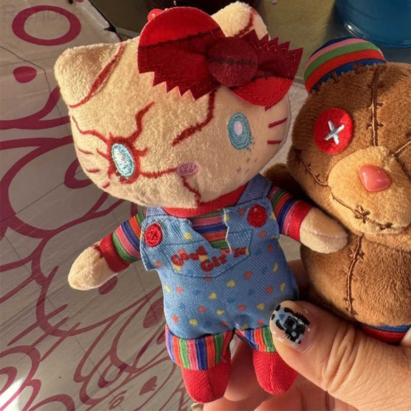 Sanrio Hello Kitty Novelty Alternative Halloween Creative Plush Toy Scary Style Friend Gift Clown Plush Doll Kawaii Stitch Plush H251104