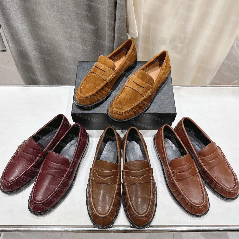 Top Quality LE Supple Smooth Leather Loafer Designer Women Loafer Retro Pleated Casual Shoes Penny half Mule Loafers