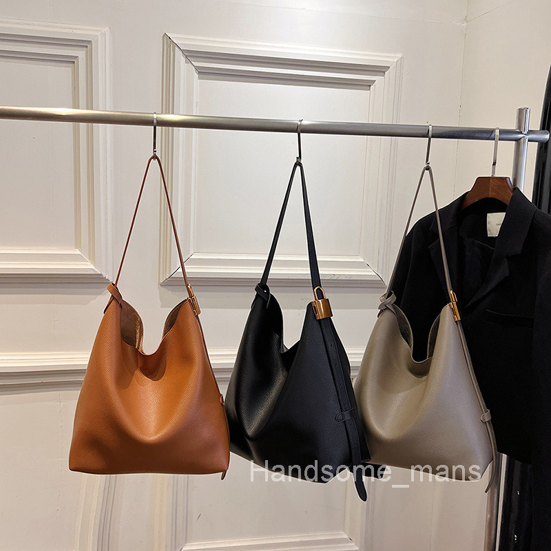 Lazy Large Bag for Women New Fashion Simple Shoulder Bag for Work Commute Soft Leather Bucket Bag Large Capacity