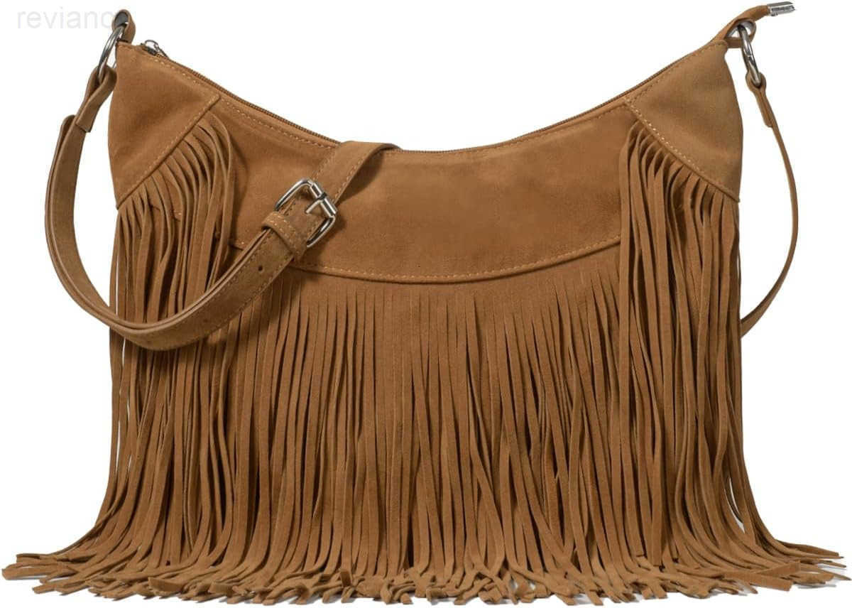Fashion Women Fringe Hobo Bag Western Purse Shoulder Bag Vegan Suede Tassel Hippie Crossbody BagW250908