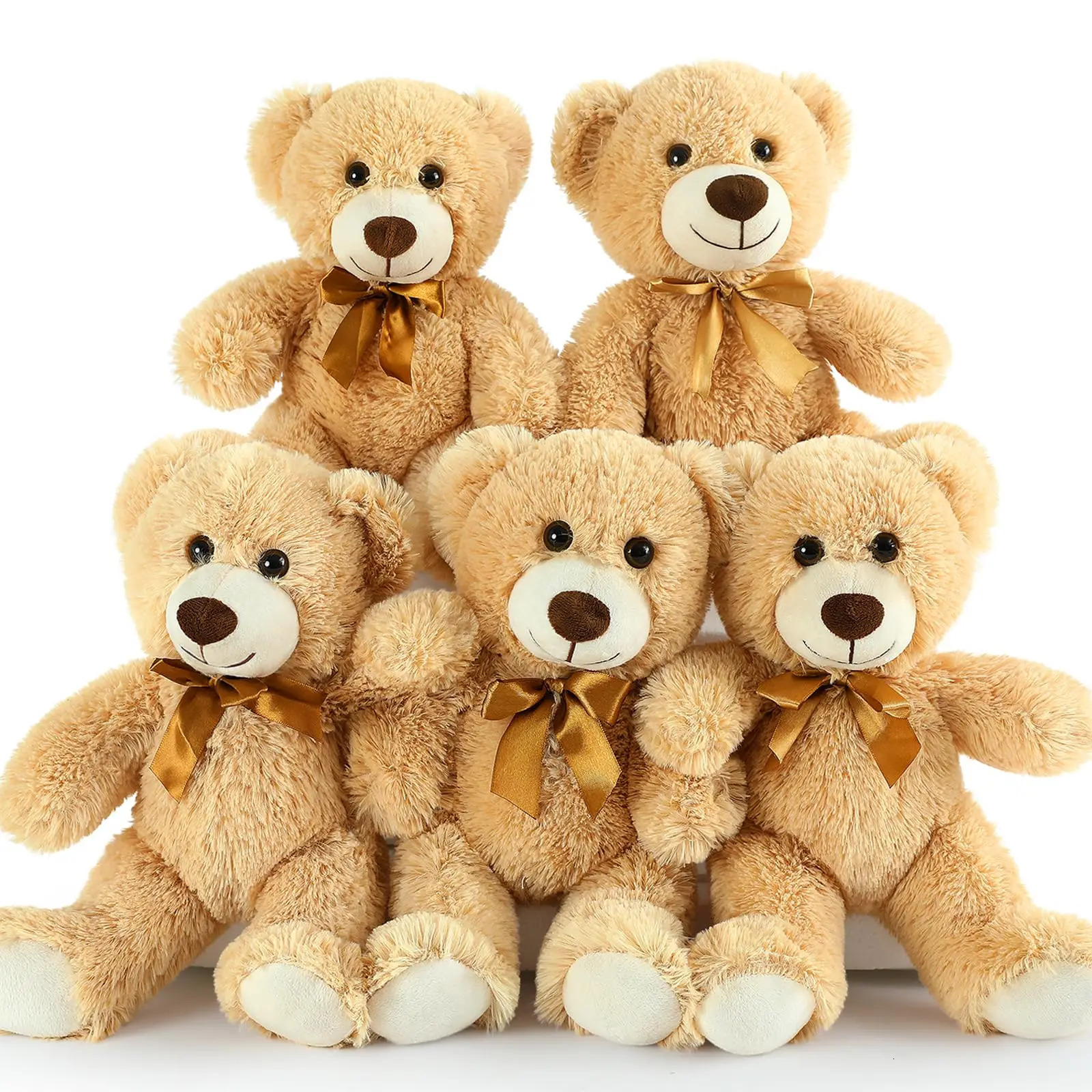 26cm Cute Colorful Bow Tie Bear Doll Plush Toy Hug Bear Doll Stuffed Animals Children Birthday Gift Pillow Teddy bear Home Decor250908
