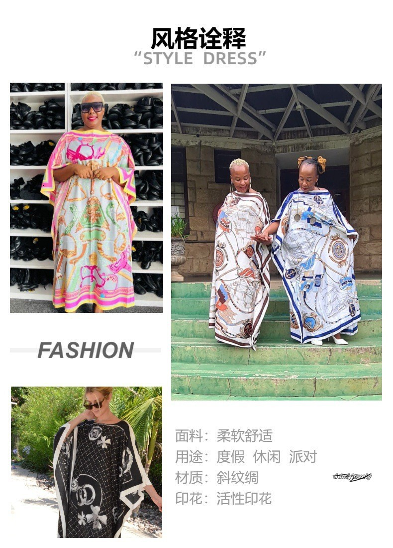Ethnic Clothing Kuwait Fashion Blogger Recommend Printed Silk Kaftan Maxi Dresses Loose Summer Beach Bohemian Long Dress For Lady ddmylovely