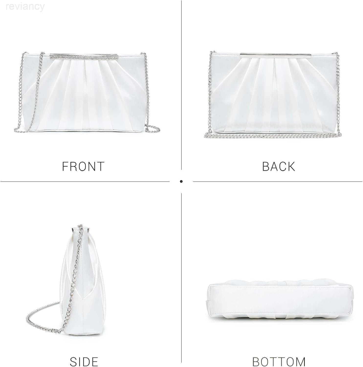 Elegant Pleated Evening Clutch Bags for Women Formal Handbags Purses for Wedding Party Prom with Sparkly RhinestonesW250908