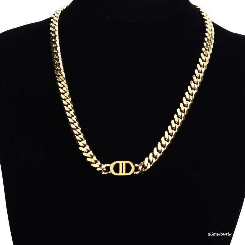 Stainless Jewelry Titanium Steel Double D Clavicle Chain Gold Necklace Unisex Couple Niche Bracelet Bangle ddmylovely ddmylovely ddmylovely