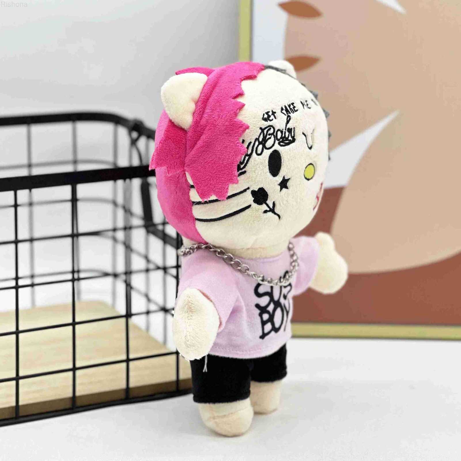 Sanrio New Hello Kitty LIL PEEP Plush Anime Plush Toy Doll with Pink Clothes Necklace Stuffed Soft Plush Toys Fans Collect Gifts 24cm L250908