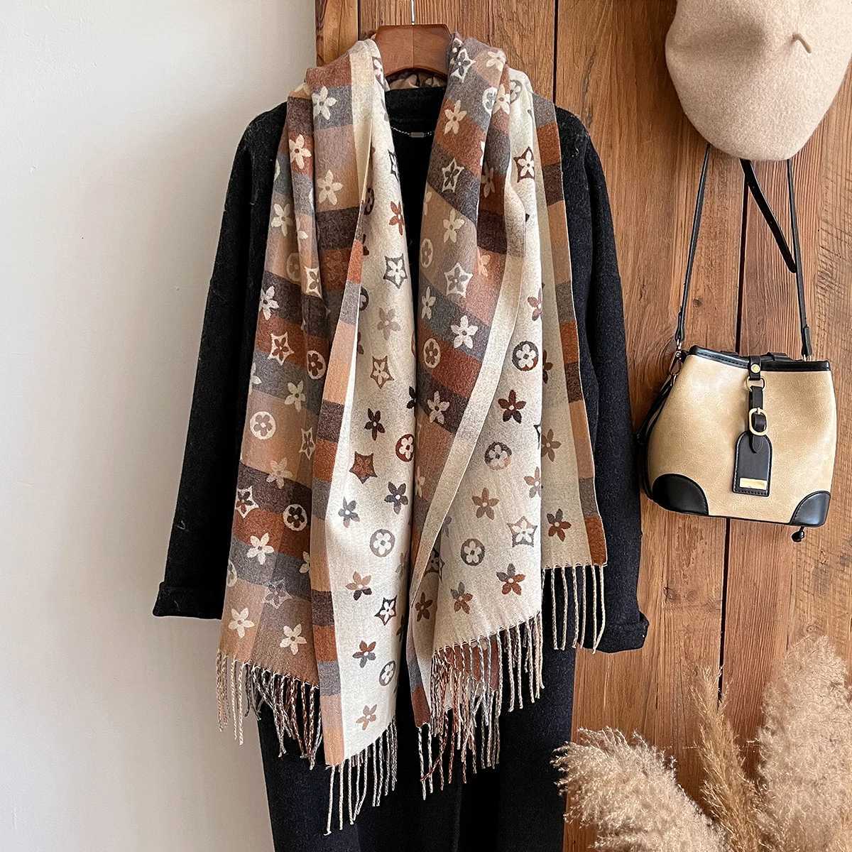 Designer New Brand National Style Cashmere Scarf Winter Women Pashmina Shawls Warm Blanket Wraps Female Foulard Bandana Thick Scarves Y250908a