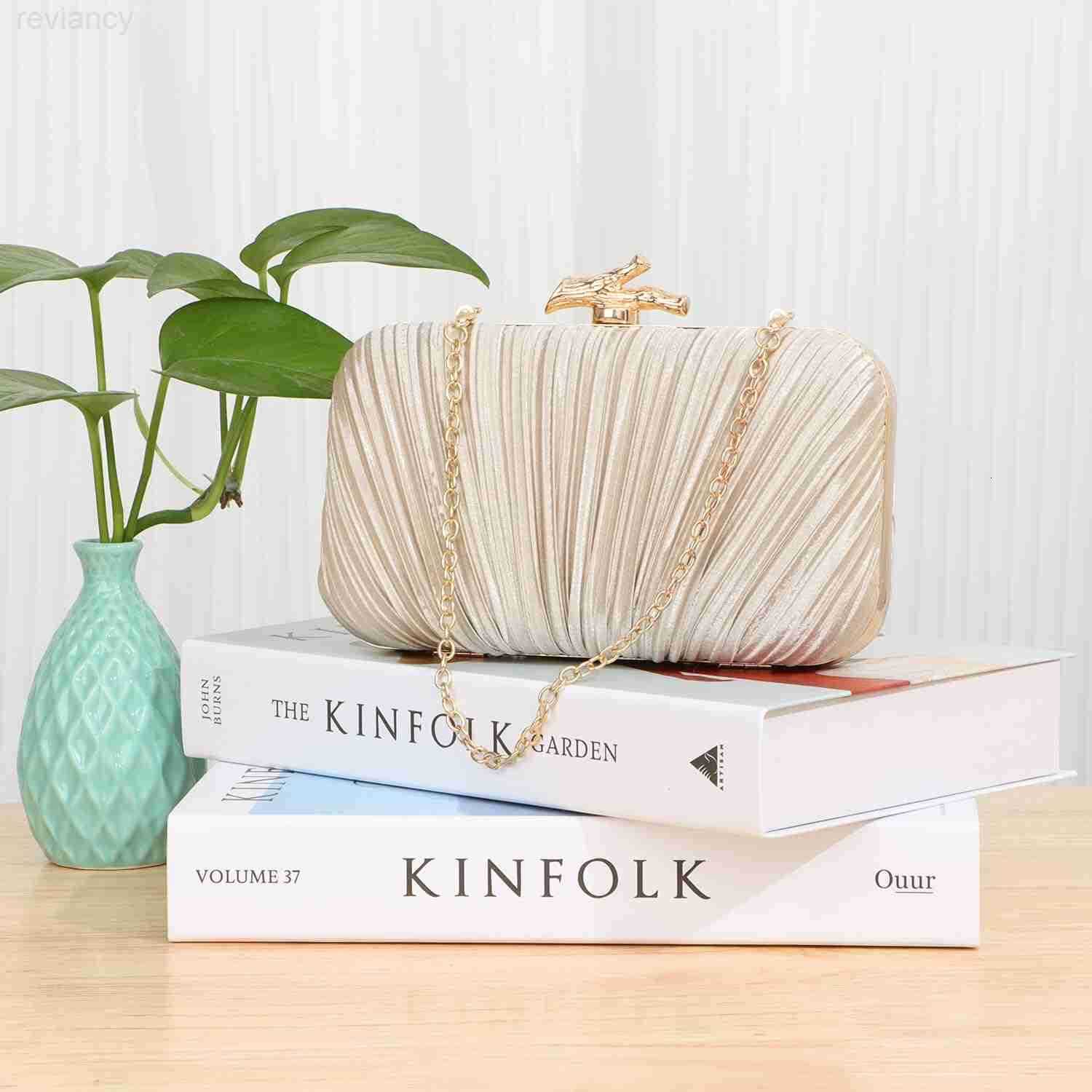 Clutch Purses for Women Evening Bag Pleated Clutch Bag with Chain for Wedding PartyW250908