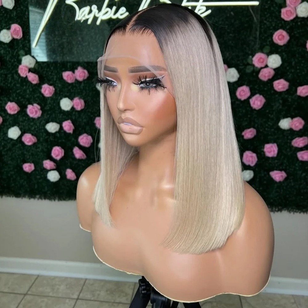 200% Density Honey Blonde Wig 13x6 HD Lace Front Wig Short Bob Human Hair Wig Bone Straight Lace Frontal Wigs Human Hair Pre Plucked Glueless Wigs for