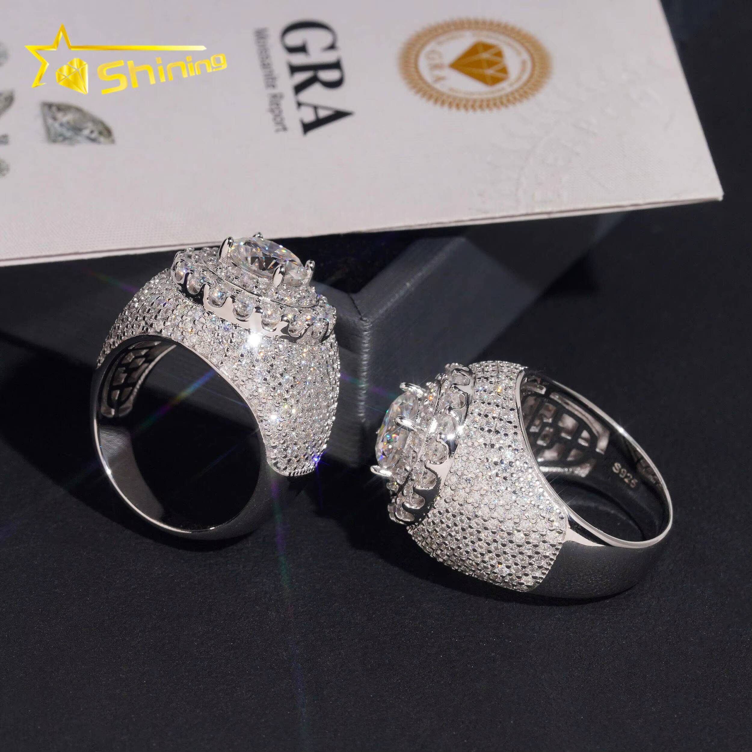 USA Local Shipping Iced Out Cluster Lab Moissanite Hip Hop Ring 925 Sterling Silver Fashion Jewelry Men Diamond Rings Designer ring