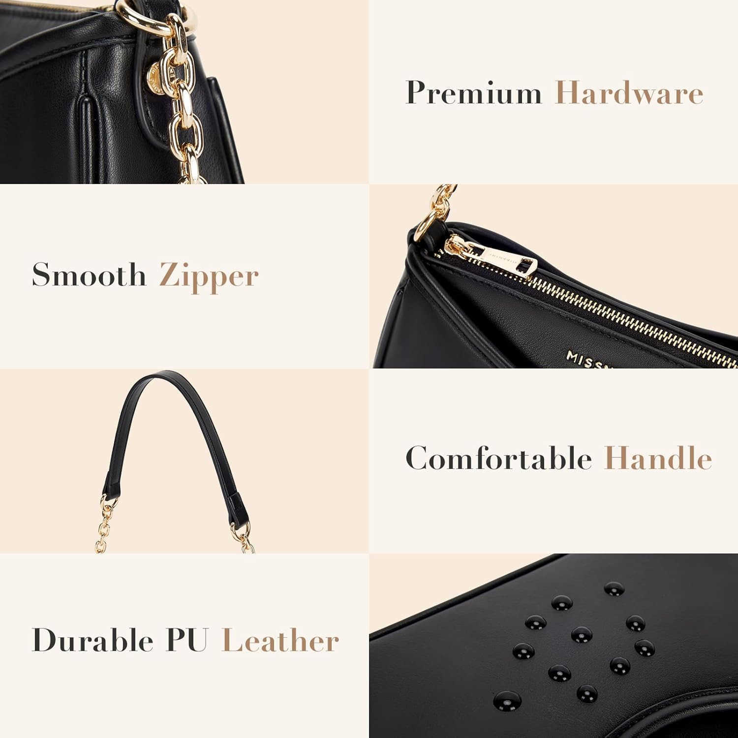 Shoulder Bag for Women Small Purse Trendy Clutch Hobo Bag Vegan Leather Mini Handbag with Zipper ClosureW250908