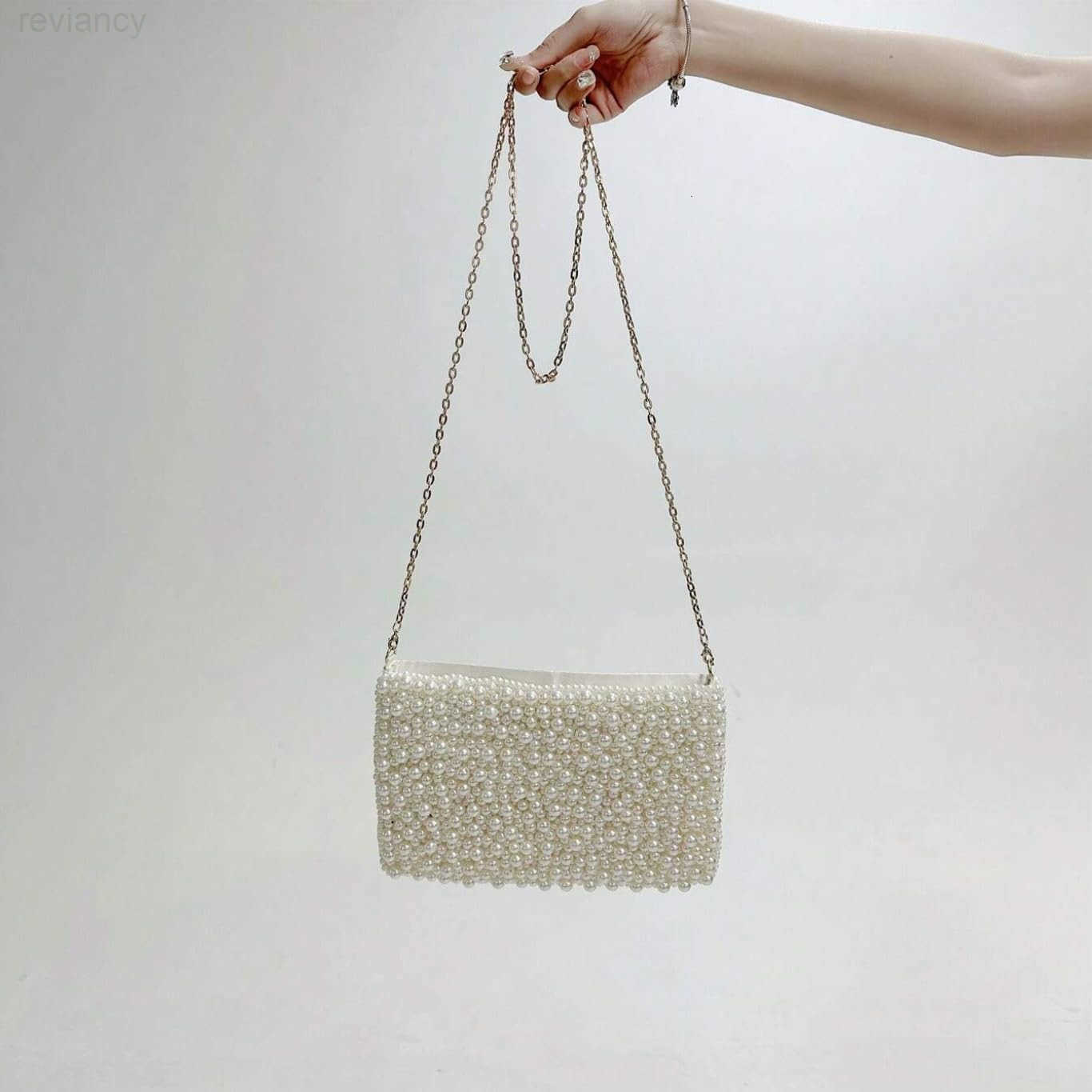 Pearl Purses with Chain Glitter Crossbody Beaded Evening Shoulder Bag Sparkly Handbags for WomenW250908